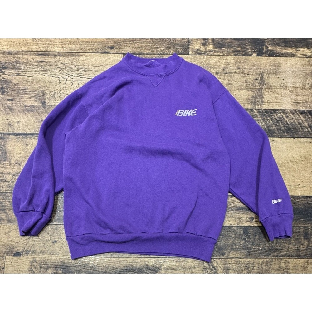 Vintage Team Bike Basic Purple Pullover Crewneck Sweatshirt Made In USA - M